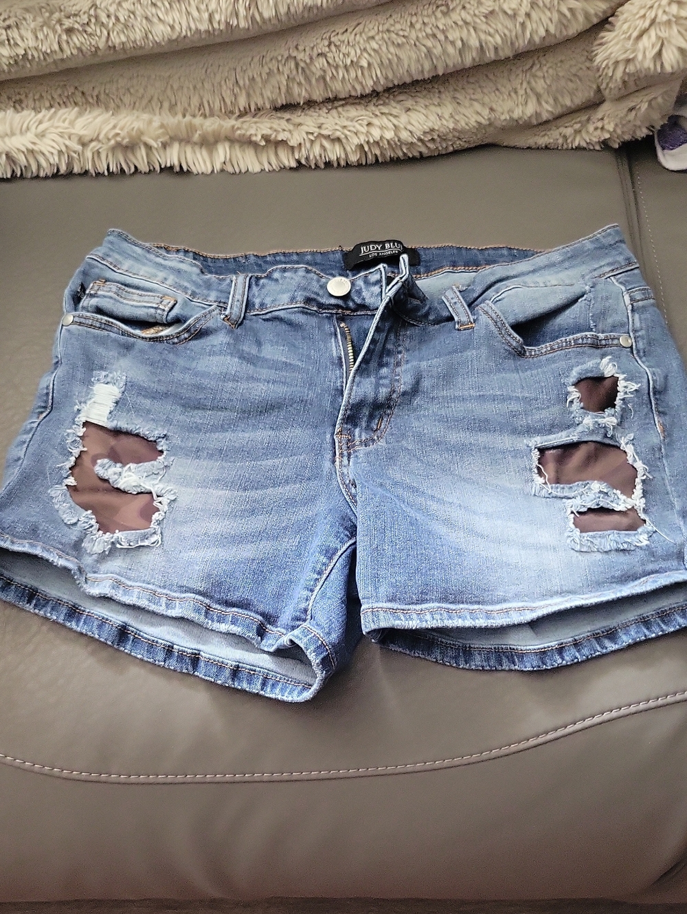 Judy Blue Light Blue Distressed Ripped Denim Shorts